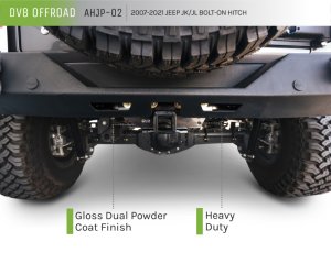 Jeep Wrangler JK Trailer Hitch - DV8 Offroad - Bolt-On AHJP-02 - Gloss Black - `07-`18